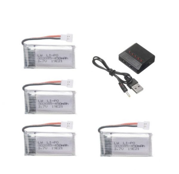 4pcs 3.7V 450mAh Battery 5 in 1 Charger for Hubsan H107 JJRC H31 H6C Eachine E33 E33C Wltoys U816A V252 KY101