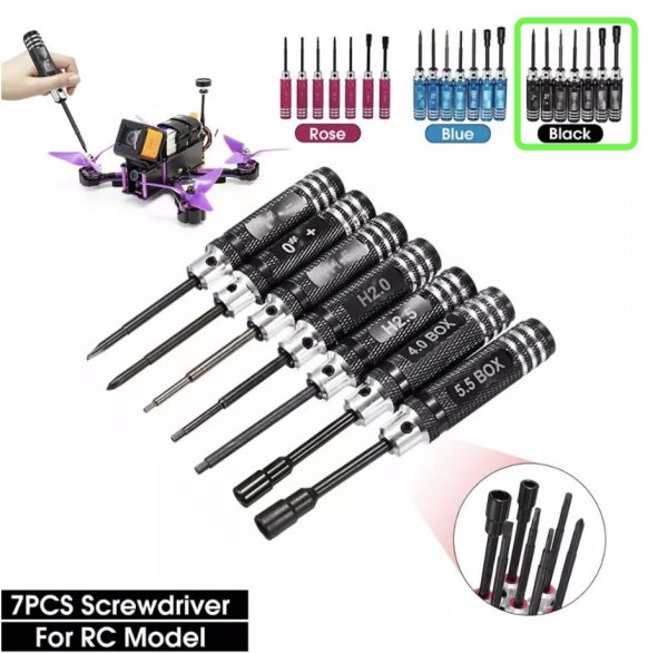 7pcs 1.5 2 2.5 3 4 5.5mm Screwdriver Tool Set BLACK