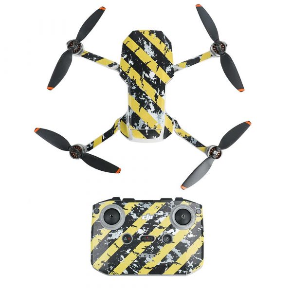 Protective Waterproof PVC Stickers for Mavic Mini 2 WORN BLACK YELLOW STRIPES