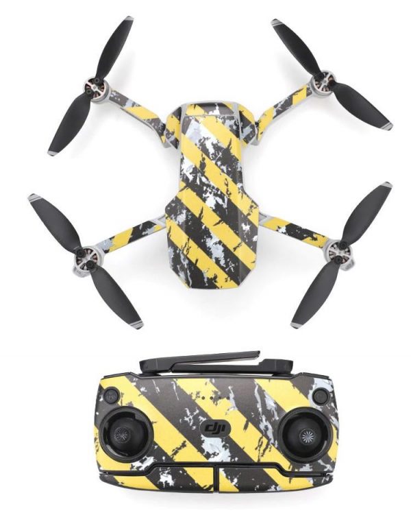 Protective Waterproof PVC Stickers for Mavic Mini WORN BLACK YELLOW STRIPES