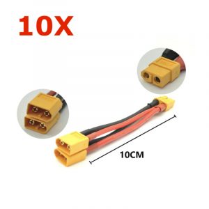 10pcs XT60 Connector Male Female 3 Way Parallel Cable 14AWG for Drone Battery 1F2M