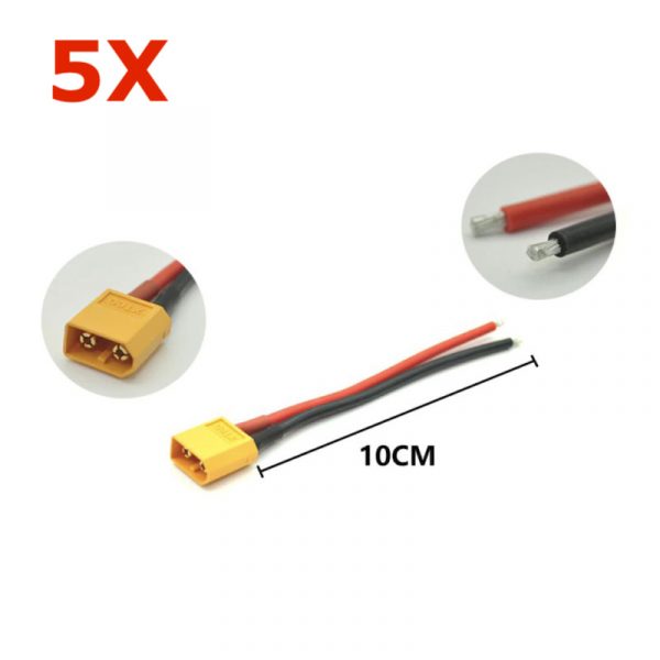 5pcs XT60 Connector Male Female Cable 14AWG for Drone Battery M