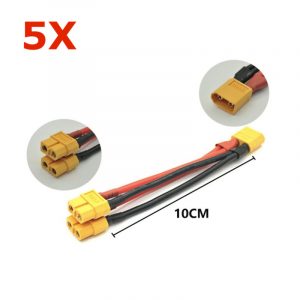 5pcs XT60 Connector Male Female Y Splitter Parallel Cable 14AWG for Drone Battery 1M2F