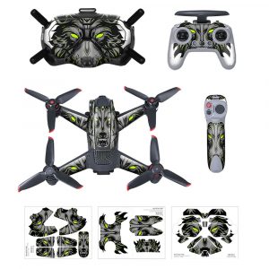 Full Waterproof Protective Stickers for DJI FPV Drone Goggles V2 Glasses Green Eyes Wolf
