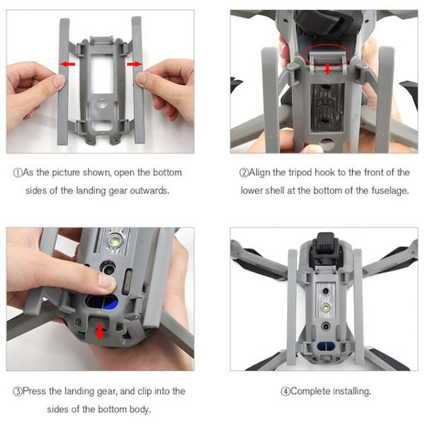 Foldable Quick Release Landing Skid Extension Set for DJI Mavic Air 2 2S Drone GREY 3