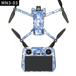 Full Protective Stickers for DJI Mini 3 Pro Drone with DJI RC Remote Control blue camo