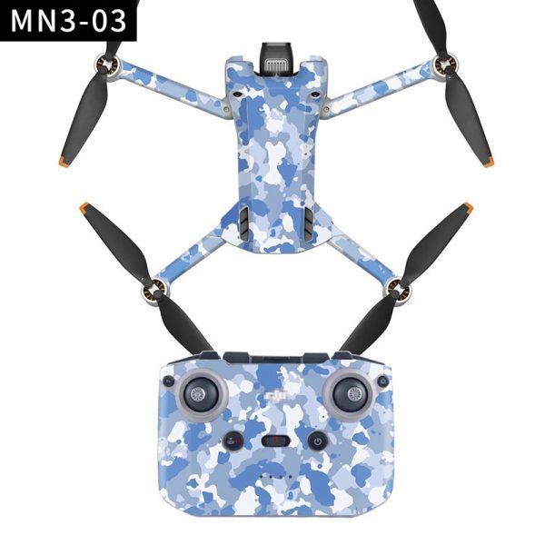 Full Protective Stickers for DJI Mini 3 Pro Drone with RC N1 Remote Control blue camo