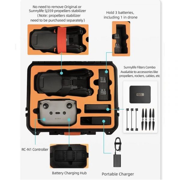 Waterproof Explosion proof Hard Shell Storage Suitcase for DJI Mavic 3 Drone 3